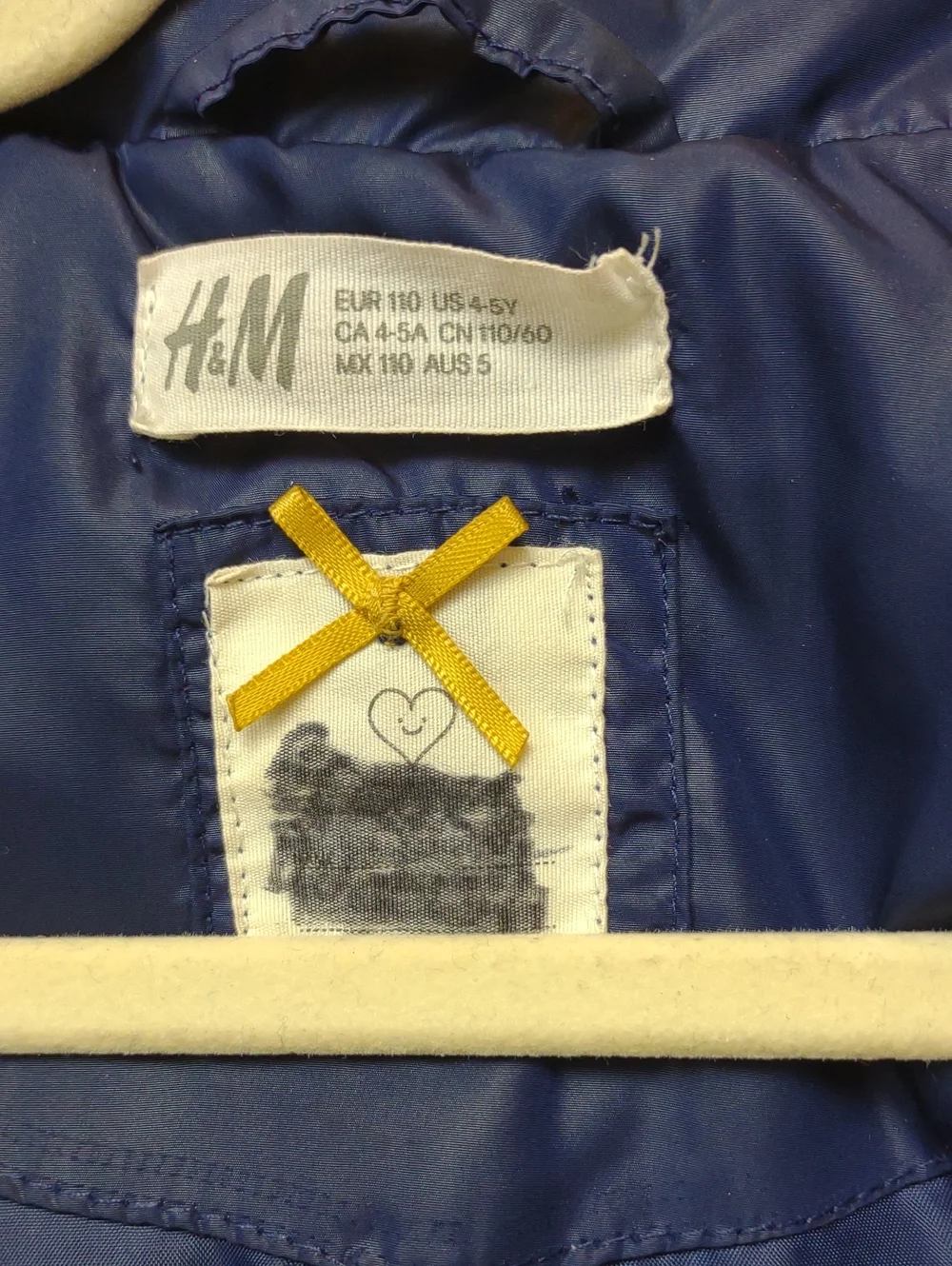 H&M Kids Full Zip Navy Blue Gold Button Snap Detail Front Pockets Puffer Jacket
